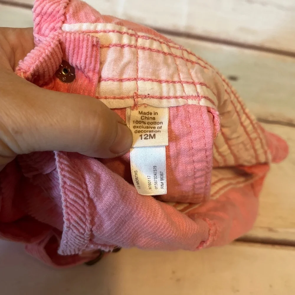 OSHKOSH B’gosh Overall Striped Dress Pink White Size 12 Months